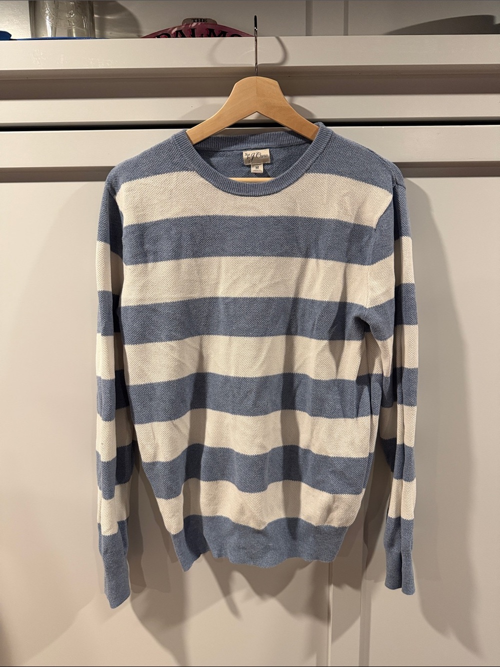 J. Crew Men’s Crewneck Sweater in Light Blue and Cream Two-Tone